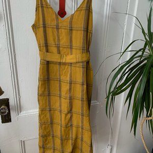 Linen-like Plaid Dress M